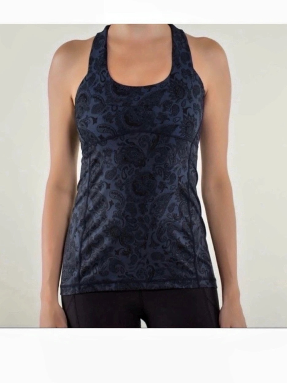 Lululemon Paisley Racerback tank in Blue & Black